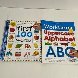 Wipe Clean Workbook Lot Uppercase Alphabet & First 100 Words Kids Learning